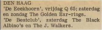 The Golden Earrings show announcement Den Haag - De Eekhoorn September 25, 1965